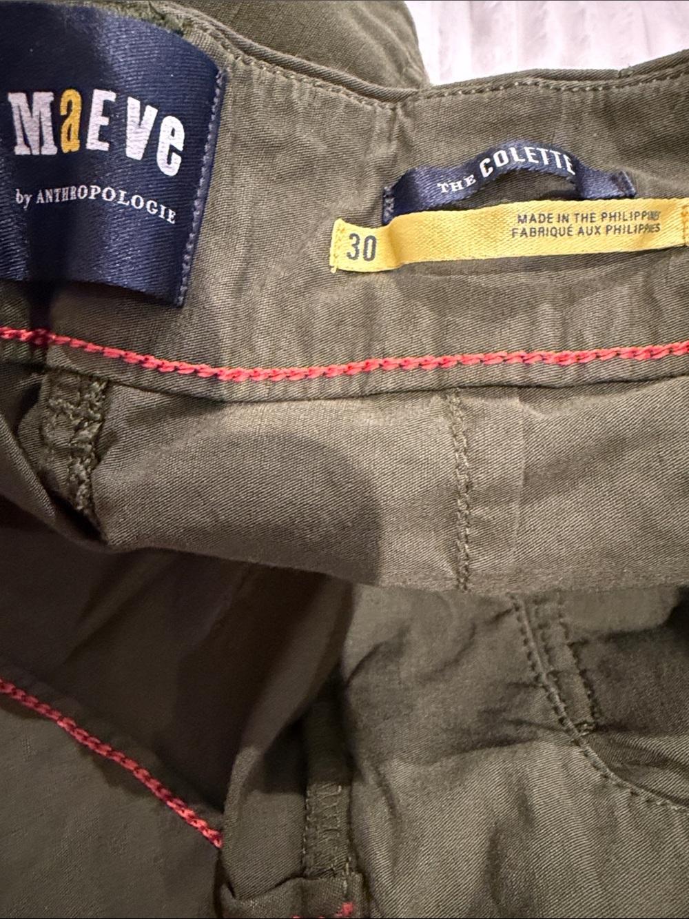 Maeve Collette Olive Linen Blend Wide Leg Pants Crop Patch Pockets Size 30 - Picture 2 of 2
